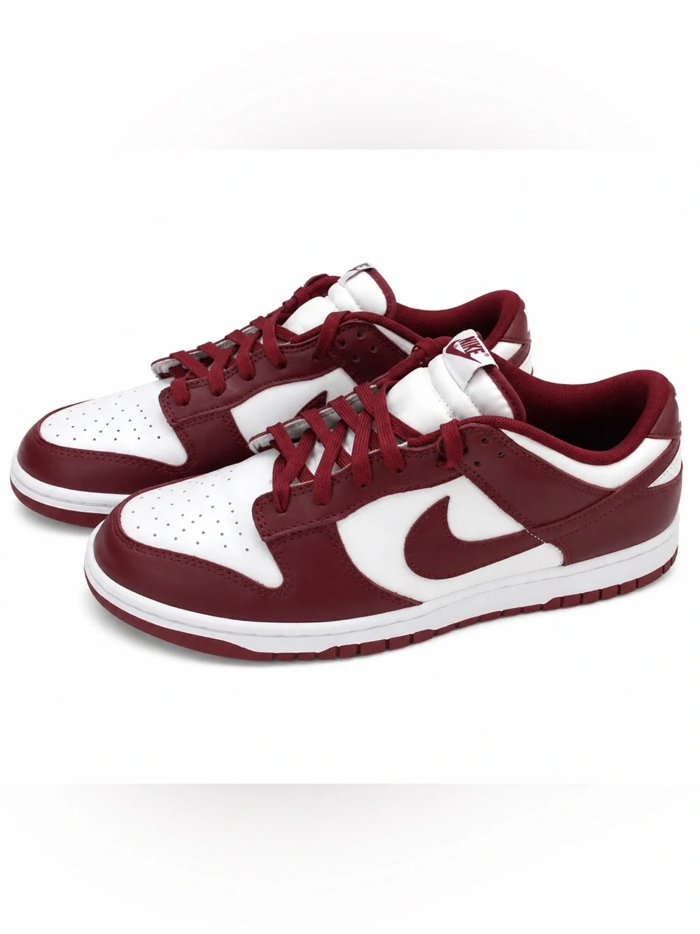 Nike Dunk Low-Top Retro Sneakers in White and Burgundy.Size-11